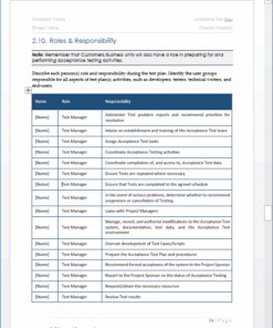 Acceptance Test Plan Template (MS Word) – Technical Writing Tools