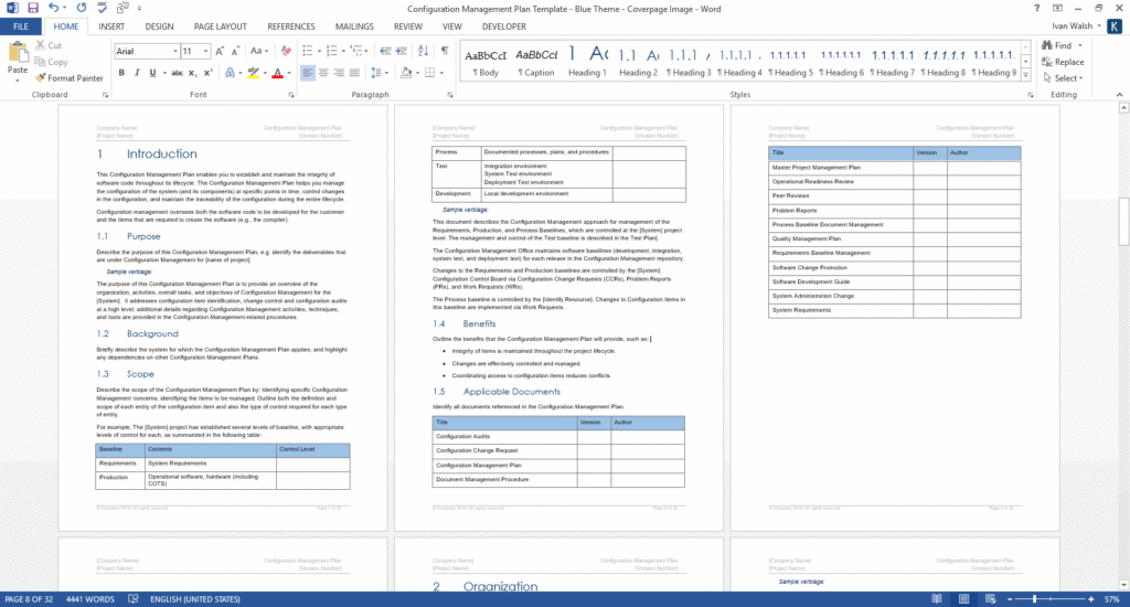 Configuration Management Plan Template (MS Word) – Technical Writing Tools
