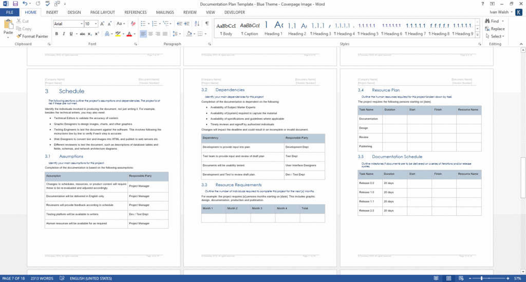 Documentation Plan (MS Word) – Technical Writing Tools