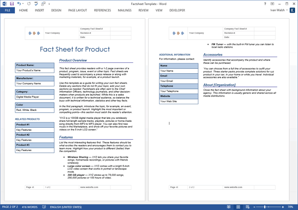 Ms Word Fact Sheet Template from www.ihearttechnicalwriting.com