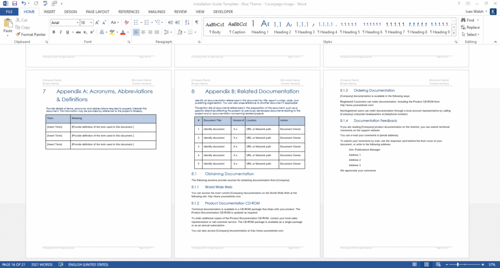 Installation Guide Template (MS Word) – Technical Writing Tools