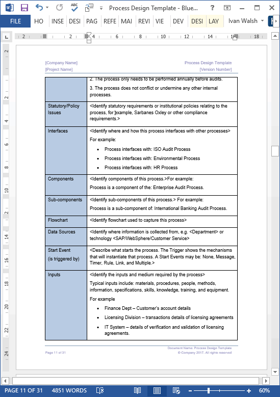 Business Process Design Templates Office Technical Writing Tools